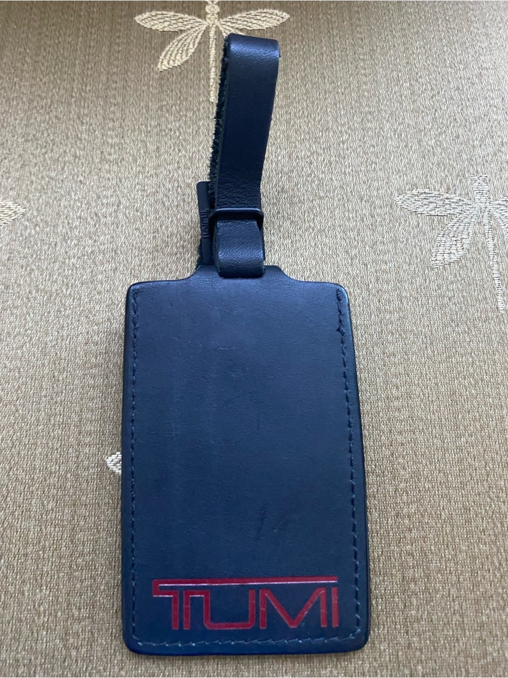TUMI Alpha Black Leather Luggage Tag - Men's Travel Accessory